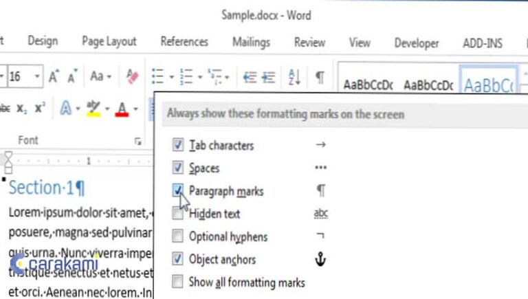 Cara Menampilkan Karakter Tidak Tercetak (Non-Printing Characters ...