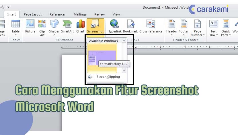 Cara Menggunakan Fitur Screenshot Microsoft Word Terbaru