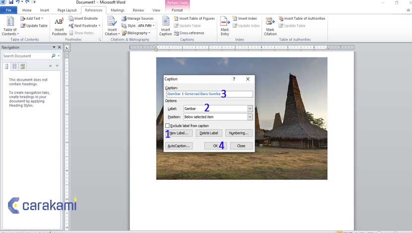 Cara Menyisipkan Keterangan (Caption) Ke Gambar Microsoft Word