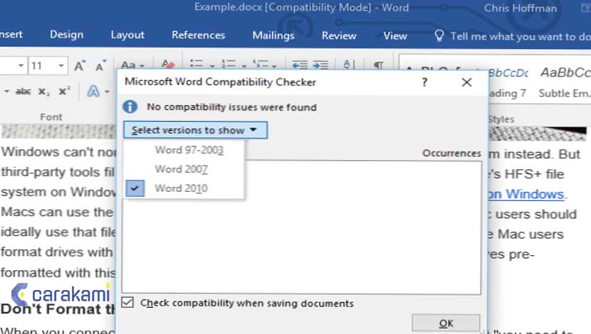 cara mematikan compatibility mode Microsoft Word