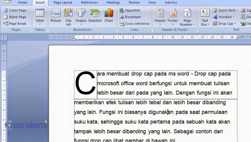 Cara Membuat Paragraf Lebih Menonjol dengan Drop Cap Microsoft Word