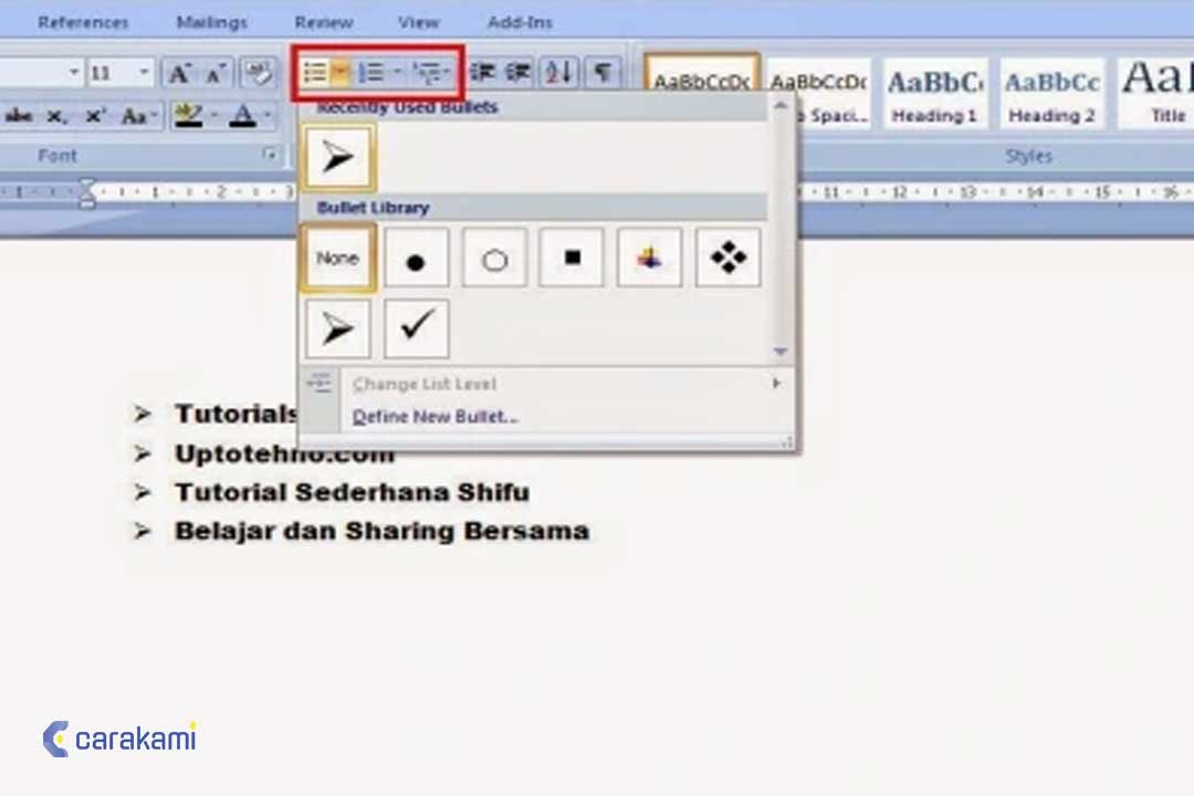 Cara Membuat Custom Bullet Untuk Daftar Terurut Microsoft Word