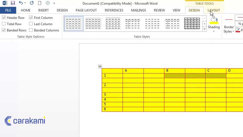 Cara Memformat Tabel Microsoft Word Dengan Table Styles
