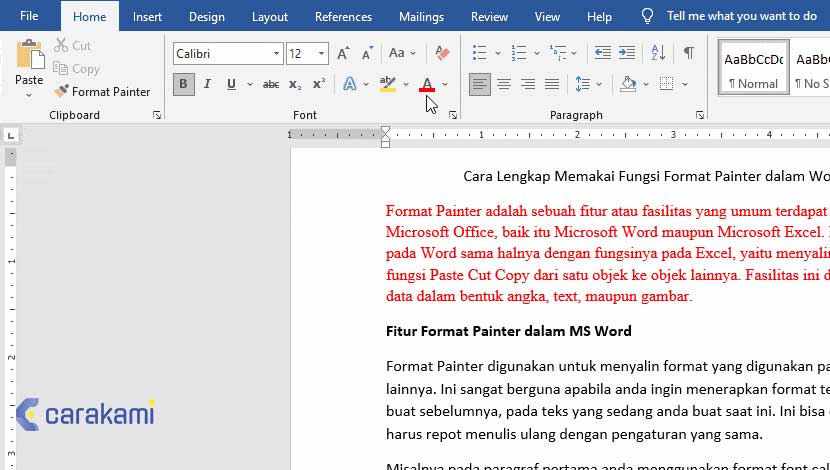 Cara Menggunakan Format Painter Untuk Menyalin Format Teks Atau Obyek Microsoft Word