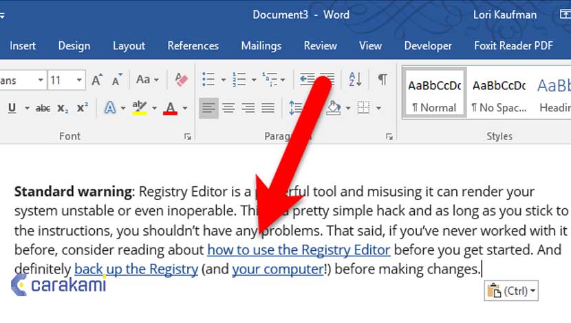 Cara Menonaktifkan Hyperlink Dokumen Microsoft Word