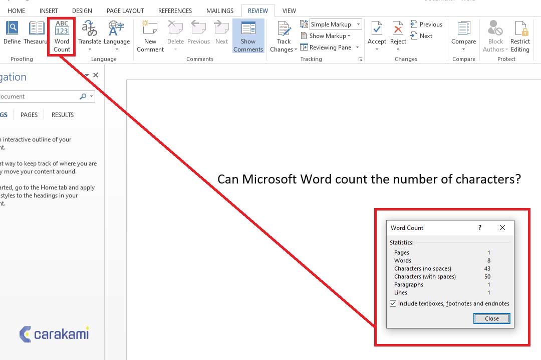 Cara Menyisipkan Hitungan Kata (Word Count) Dokumen Microsoft Word