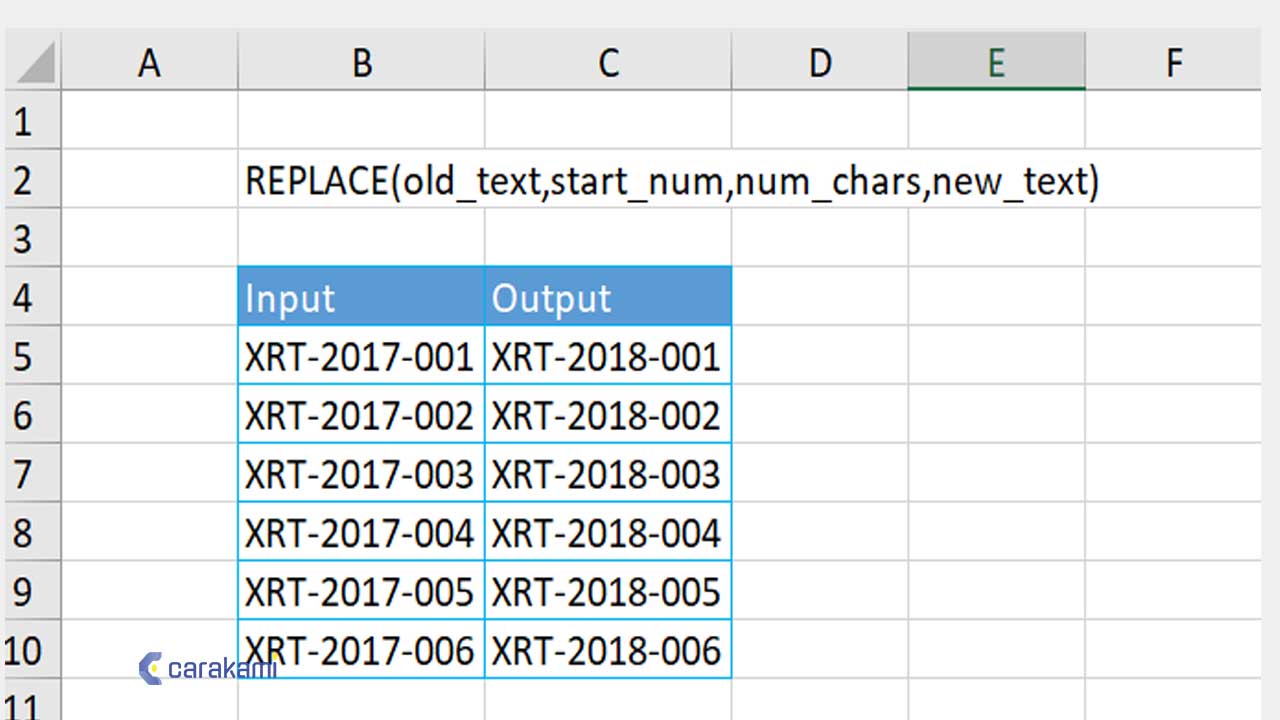 Cara Menggunakan Fungsi REPLACE() Di Excel