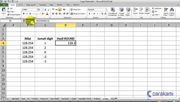 Cara Menggunakan Rumus Excel ROUND