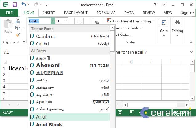 Cara Mengubah Gaya Huruf Lembar Kerja Microsoft Excel