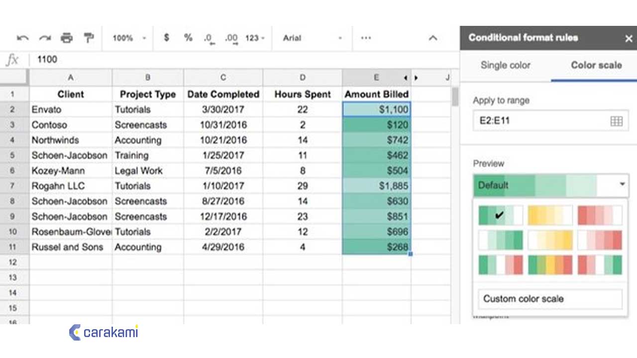 Cara Pemformatan Bersyarat Skala Warna (Color Scale) Di Excel