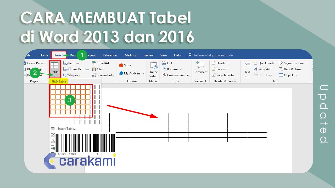 CARA MEMBUAT Tabel di Word 2013 dan 2016