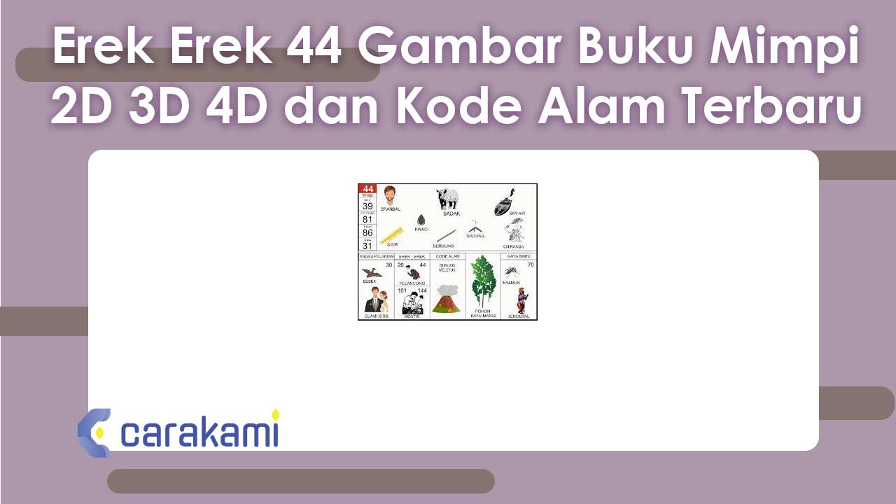 Erek-Erek 44 Gambar Buku Mimpi 2D 3D 4D & Kode Alam Terbaru