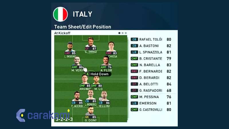 Formasi PES 2023 Italia Terbaik + Taktik